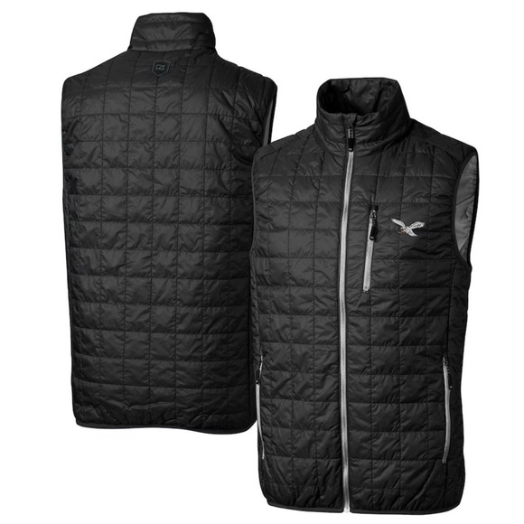 Men's Small Cutter & Buck Black Philadelphia Eagles Rainier PrimaLoft Eco Vest